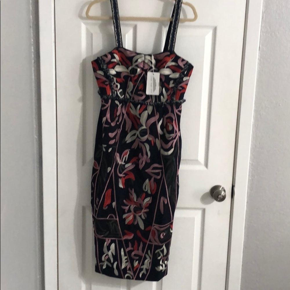NWT Foxiedox Black Midi Dress - Embroidered Detail